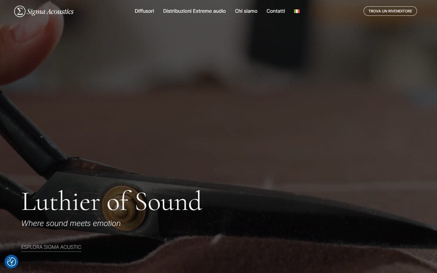 La home page del sito di Sigma Acoustics